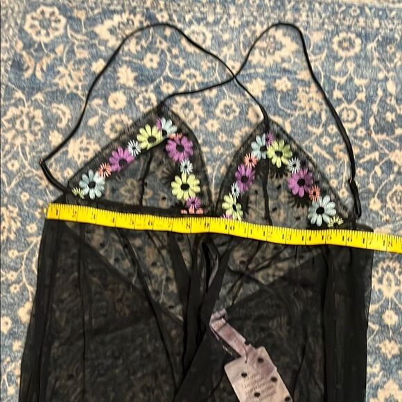 Savage X Fenty Free Spirit Black Floral Embroidered Sheer Night Slip Lingerie - Picture 11 of 16